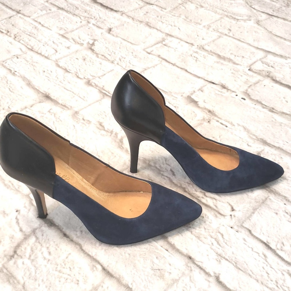 Madewell women's Blue Suede/Leather Heels …